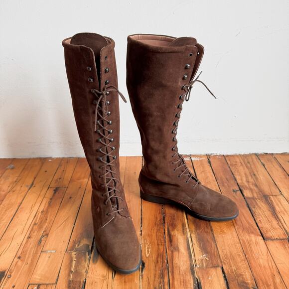 Fratelli Rossetti Shoes - FRATELLI ROSSETTI Chocolate Brown Suede Knee-High Riding Boots